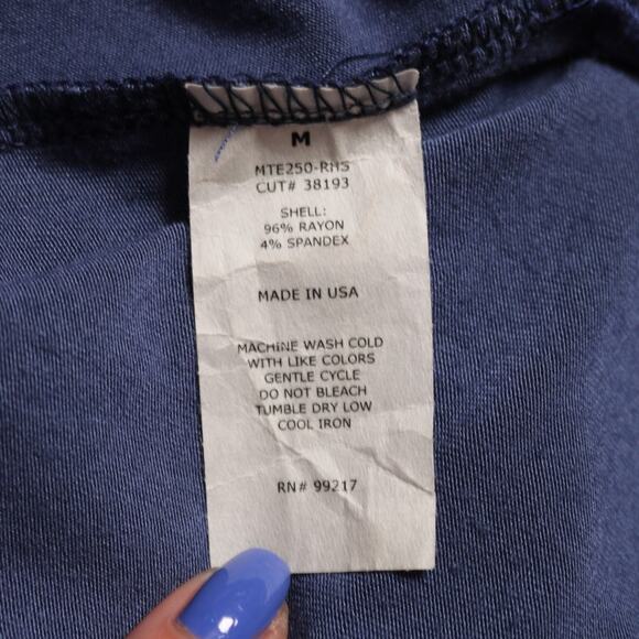 Moa Moa Blue Strappy V Neck Tunic Tee High Low Hem Split Side Seams Top Size M - Picture 6 of 7